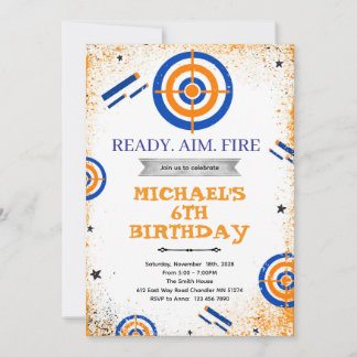 Invitation à une fête d'anniversaire avec pistolet