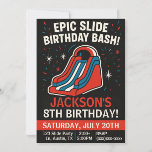 Invitation à une fête d'anniversaire avec toboggan