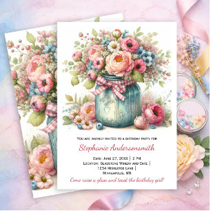 Invitation à une fête d'anniversaire avec un pot M
