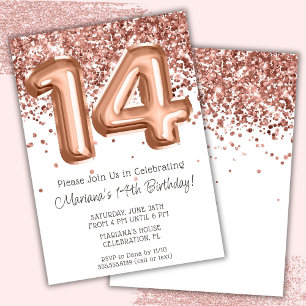 Invitation à une fête d'anniversaire de 14 ans Ros
