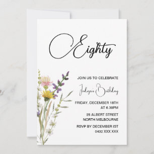 Invitation à une fête d'anniversaire de 80 ans flo