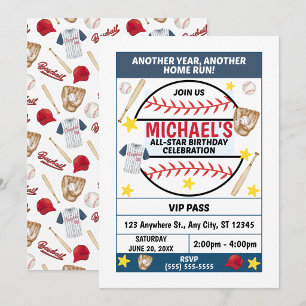 Invitation à une fête d'anniversaire de baseball