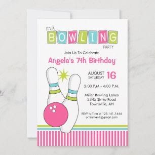 Invitation à une fête d'anniversaire de bowling
