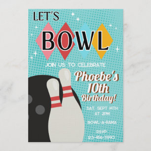 Invitation à une fête d'anniversaire de bowling ré