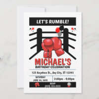 Invitation à une fête d'anniversaire de boxe