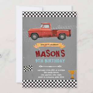 Invitation à une fête d'anniversaire de camion