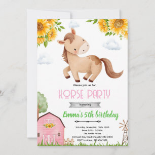 Invitation à une fête d'anniversaire de cheval tou