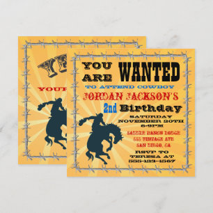Invitation à une fête d'anniversaire de cow-boy Bu