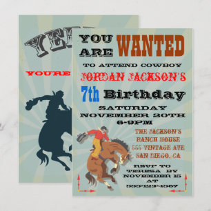 Invitation à une fête d'anniversaire de cowboy Buc