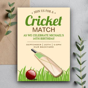 Invitation à une fête d'anniversaire de cricket