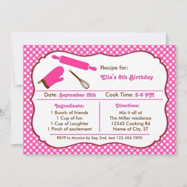 Invitation à une fête d'anniversaire de cuisine (Devant)