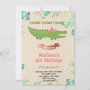 Invitation à une fête d'anniversaire de fille croc