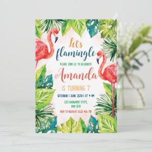 Invitation à une fête d'anniversaire de flamant ro