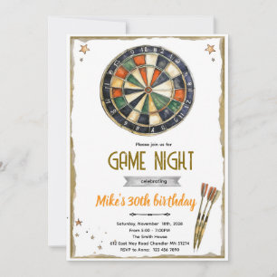 Invitation à une fête d'anniversaire de fléchettes