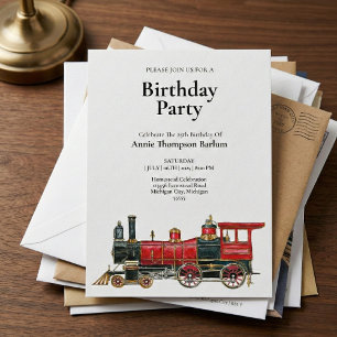 Invitation à une fête d'anniversaire de locomotive