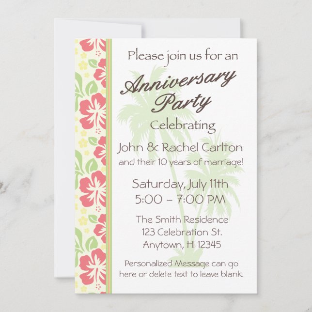 Invitation à une fête d'anniversaire de mariage su (Devant)
