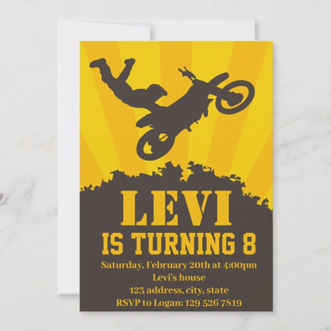 Invitation à une fête d'anniversaire de motocross (Devant)
