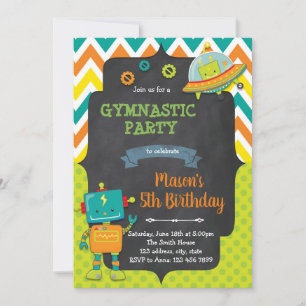 Invitation à une fête d'anniversaire de robot mign