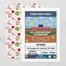 Invitation à une fête d'anniversaire de softball