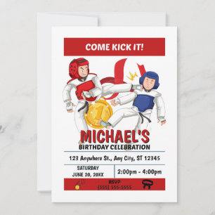 Invitation à une fête d'anniversaire de Taekwondo 