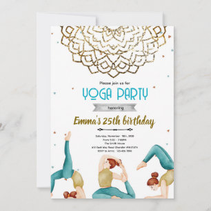 Invitation à une fête d'anniversaire de yoga pour