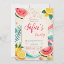 Invitation à une fête d'anniversaire d'été avec pa