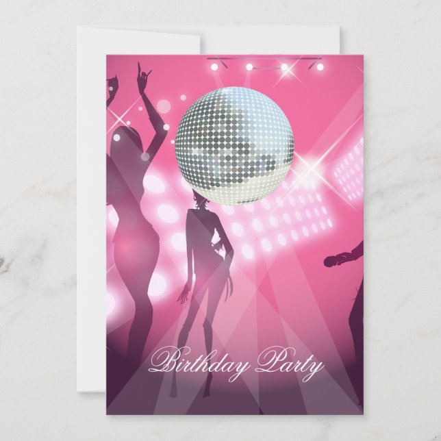 Invitation à une fête d'anniversaire Disco Rétro (Devant)