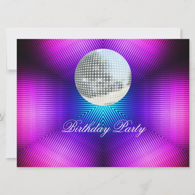 Invitation à une fête d'anniversaire Disco Rétro (Devant)