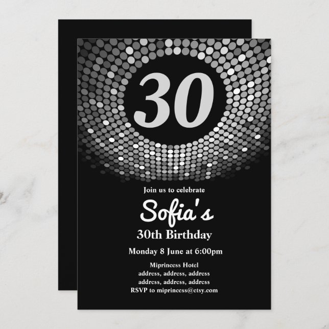 invitation à une fête d'anniversaire disco vintage (Devant / Derrière)