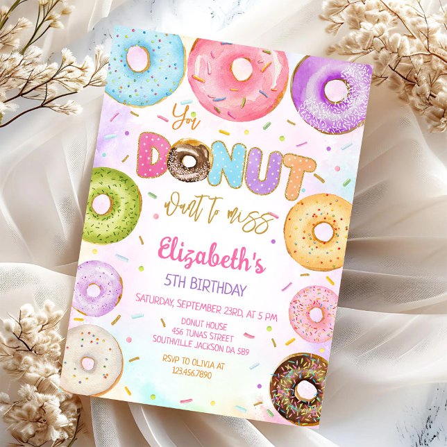 Invitation à une fête d'anniversaire Donut (Créateur téléchargé)