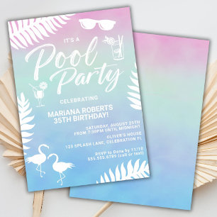 Invitation à une fête d'anniversaire estivale Pool