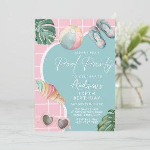 Invitation à une fête d'anniversaire fille pastel 