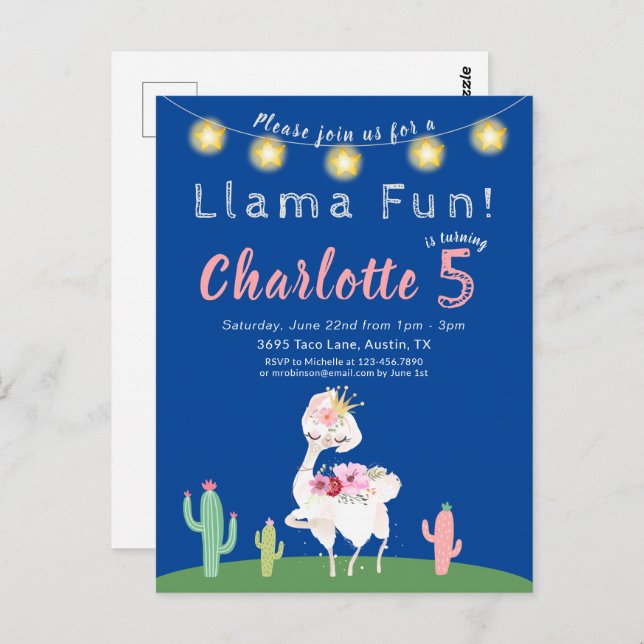 Invitation à une fête d'anniversaire fun et mignon (Devant / Derrière)