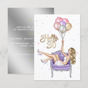 Invitation à une fête d'anniversaire girly de 30 a