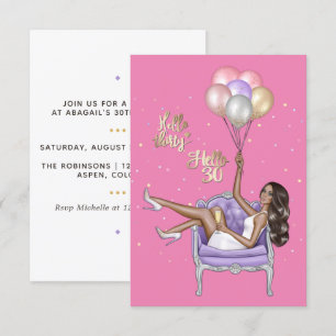 Invitation à une fête d'anniversaire girly de 30 a