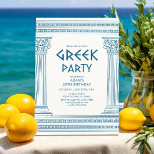 Invitation à une fête d'anniversaire grecque avec