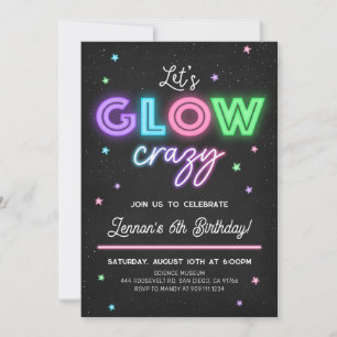 Invitation à une fête d'anniversaire Let's Glow Cr