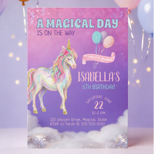 Invitation à une fête d'anniversaire Licorne