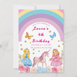 Invitation à une fête d'anniversaire Licorne et Ar