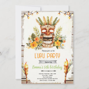 Invitation à une fête d'anniversaire luau tiki