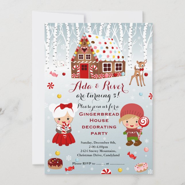 Invitation à une fête d'anniversaire Maison en pai (Devant)