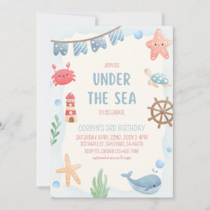 Invitation à une fête d'anniversaire nautique sous