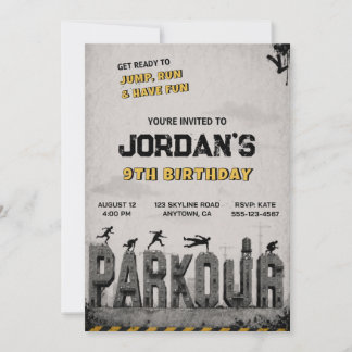 Invitation à une fête d'anniversaire Parkour Tramp