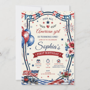 Invitation à une fête d'anniversaire patriotique a