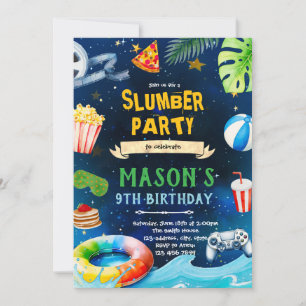 Invitation à une fête d'anniversaire piscine pyjam
