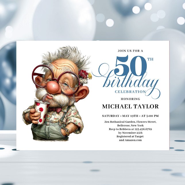 Invitation à une fête d'anniversaire pour un homme (Hilarious Man Turning 50 Milestone Party Invite)