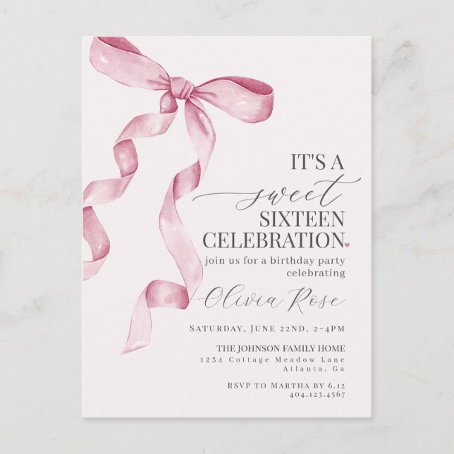 Invitation à une fête d'anniversaire pour un Sweet (Devant)