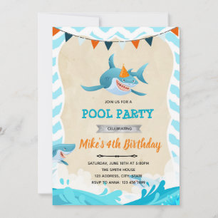 Invitation à une fête d'anniversaire requin