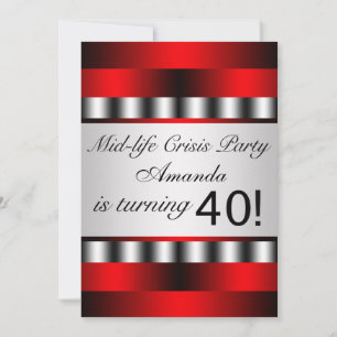 Invitation à une fête d'anniversaire rouge pour 40