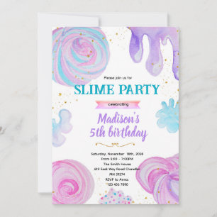 Invitation à une fête d'anniversaire slime